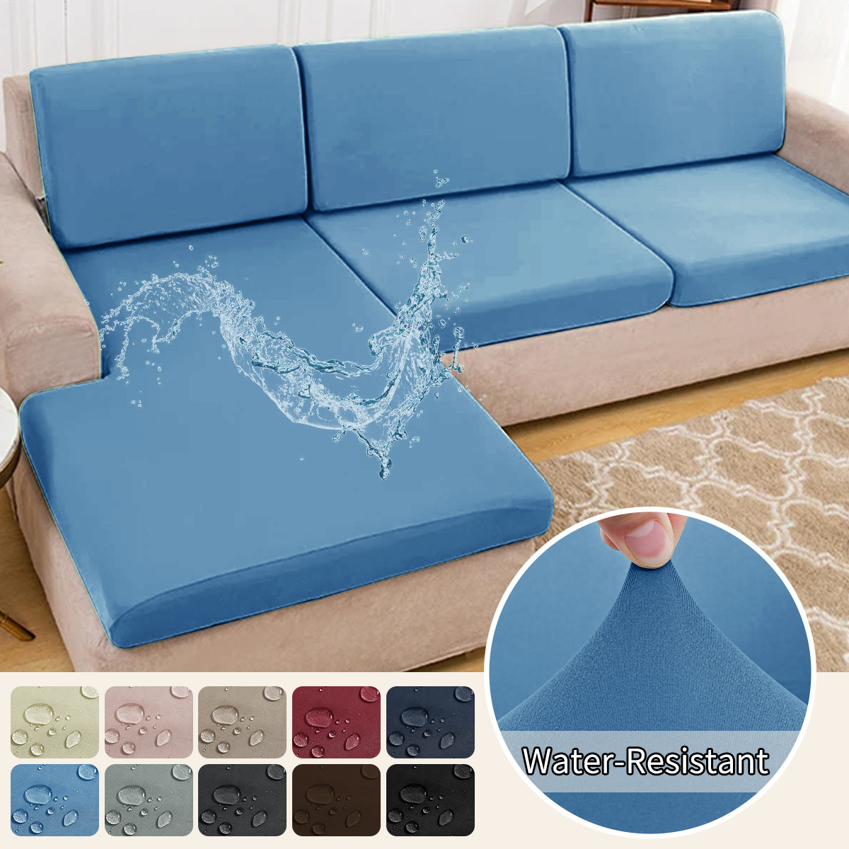 Amazon color sólido elástico 75D seda de leche impermeable sofá cojín cubierta universal todo incluido sofá gaza cubierta de sofá