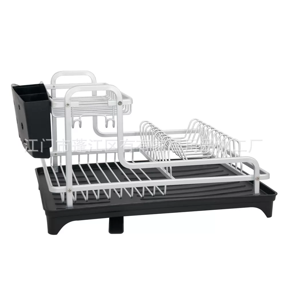 厨房台面置物收纳碗碟沥水碗筷收纳一件双层铝制碗碟架碗箱沥水架
