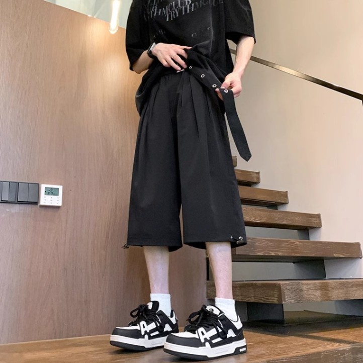 American High Street Casual Shorts for Men 2025 Summer New Straight Wide-Leg Trendy Brand Handsome High-End Cropped Pants