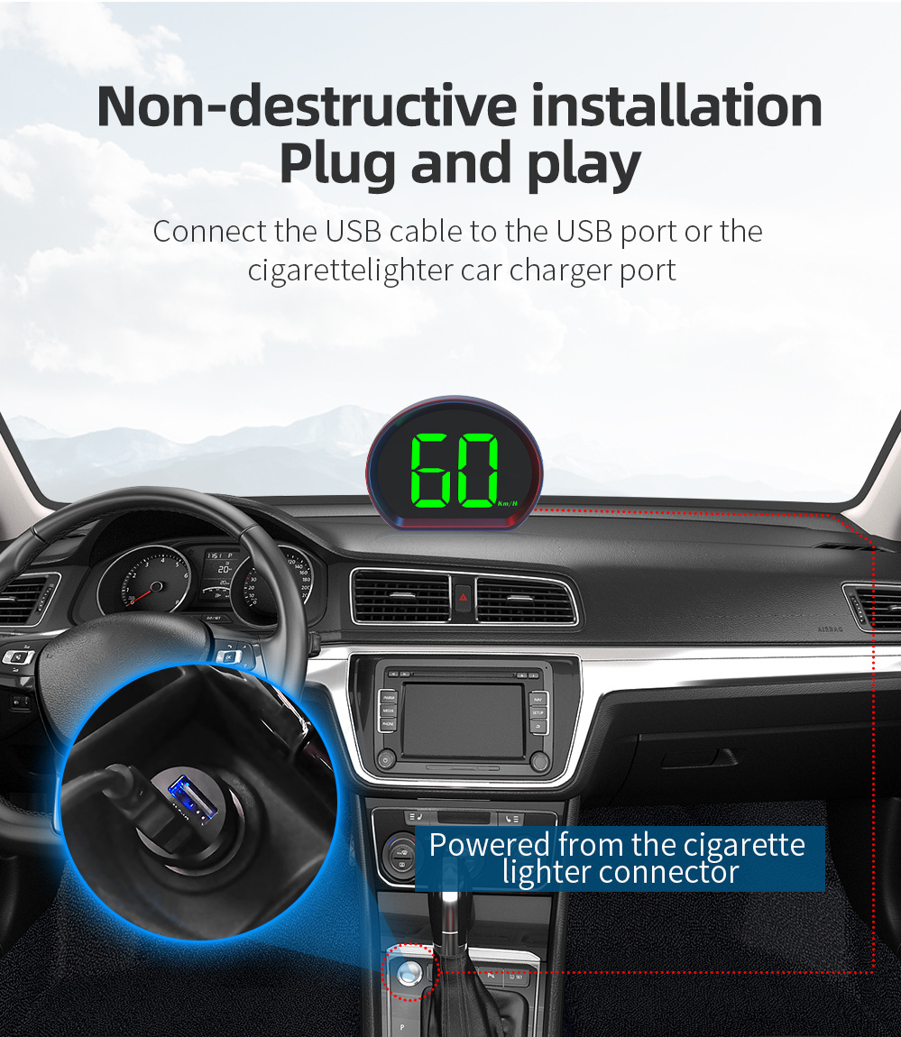 Smart X3 Car HUD Head-Up Display New Energy Instrument GPS Speedometer HUD Code Meter Dual-Mode GPS Beidou
