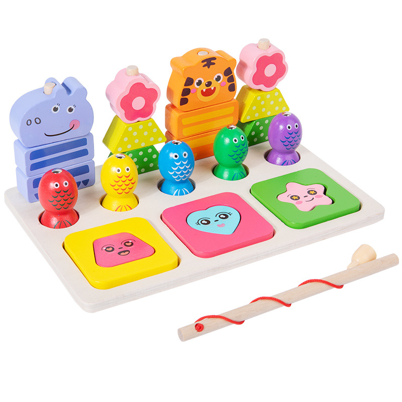 Montessori ayudas didácticas tempranas, geometría de pensamiento para niños, conjunto de bloques de construcción de pilares, juguetes de montaje para bebés de 1-2-3 años
