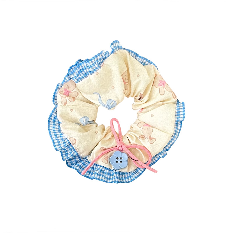 Primavera nueva corbata de pelo de intestino grueso para niños accesorios para el cabello de encaje dulce niña cabeza de bebé flor cuerda para la cabeza tocado de cuerda para el cabello japonés