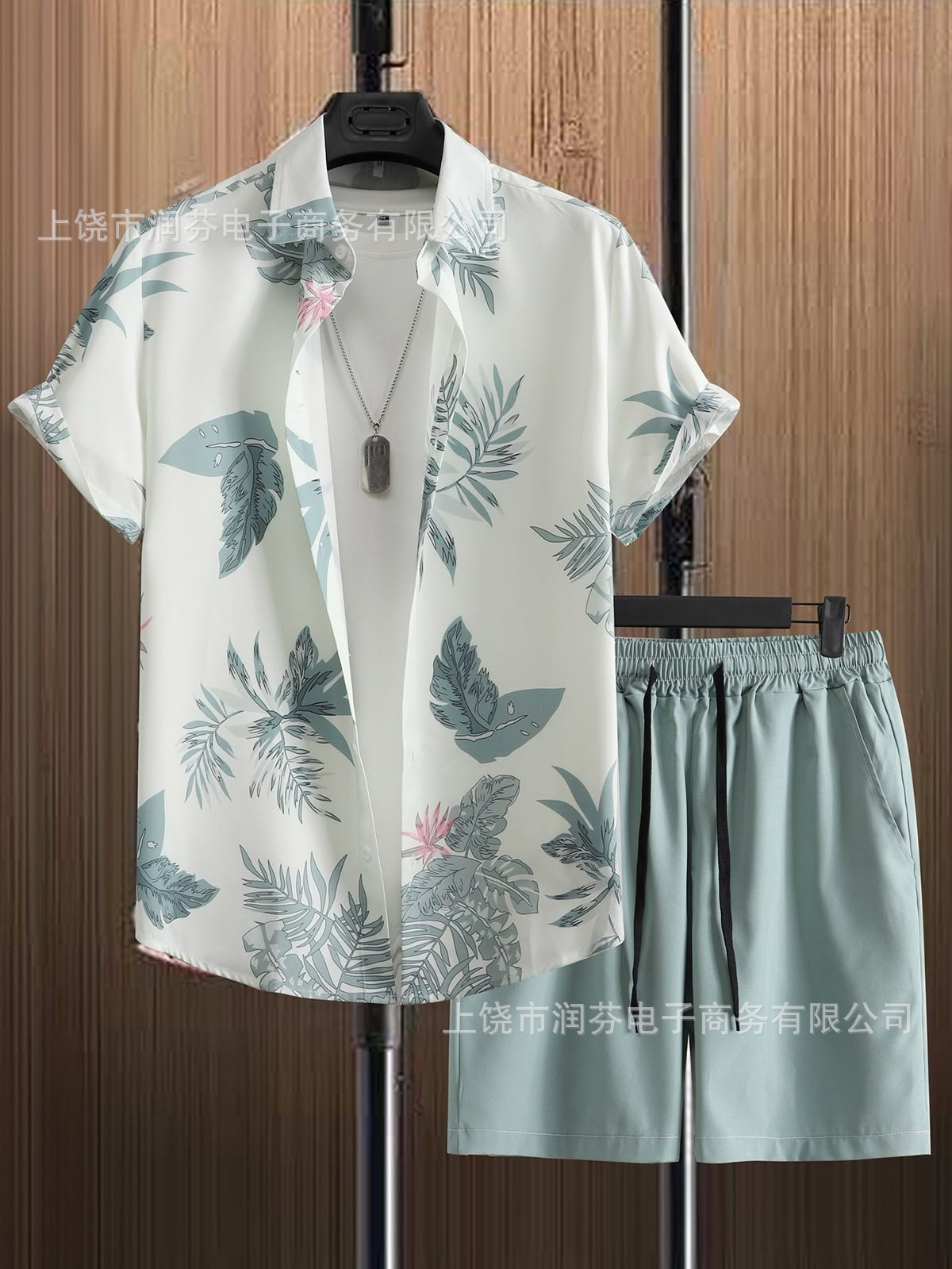 2026 viaje transfronterizo de vacaciones de viento camisa set hombre verano suelto transpirable dos piezas set mar ocio versátil