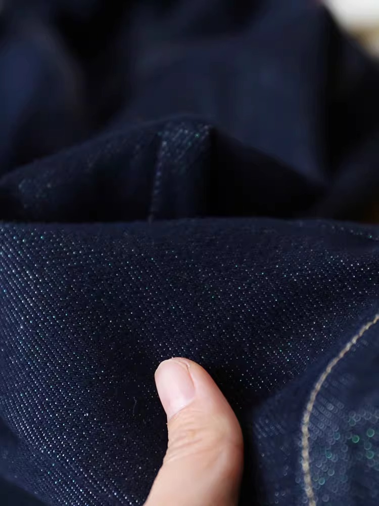 Women's Denim Jacket Bright Silk Lapel Niche Design Short Coat_voghion.com