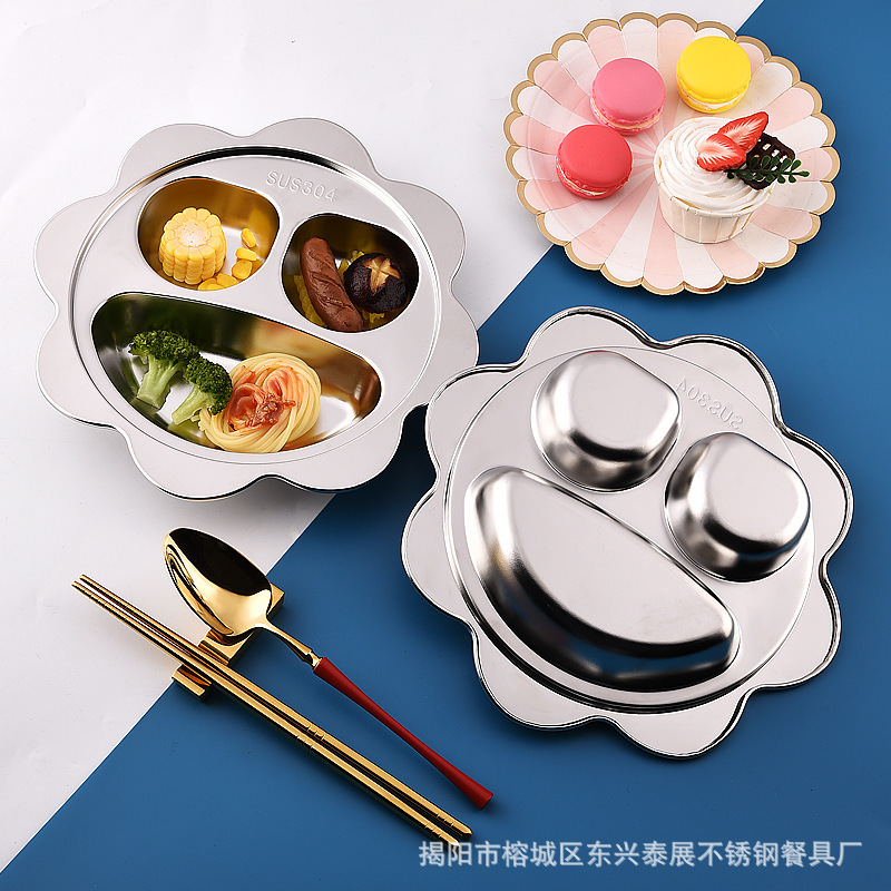 304 Stainless Steel Dinner Plate, Kindergarten Baby Rice Plate, Kidsren's Cartoon Dinner Plate Set