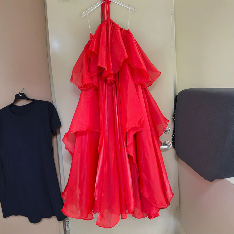 Rose Cloud Retro Bright One-Shoulder Chiffon Off-Shoulder Ruffle Hem Long Dress for Summer Vacation Rose Cloud Retro Bright One-Shoulder Chiffon Off-Shoulder Ruffle Hem Long Dress for Summer Vacation