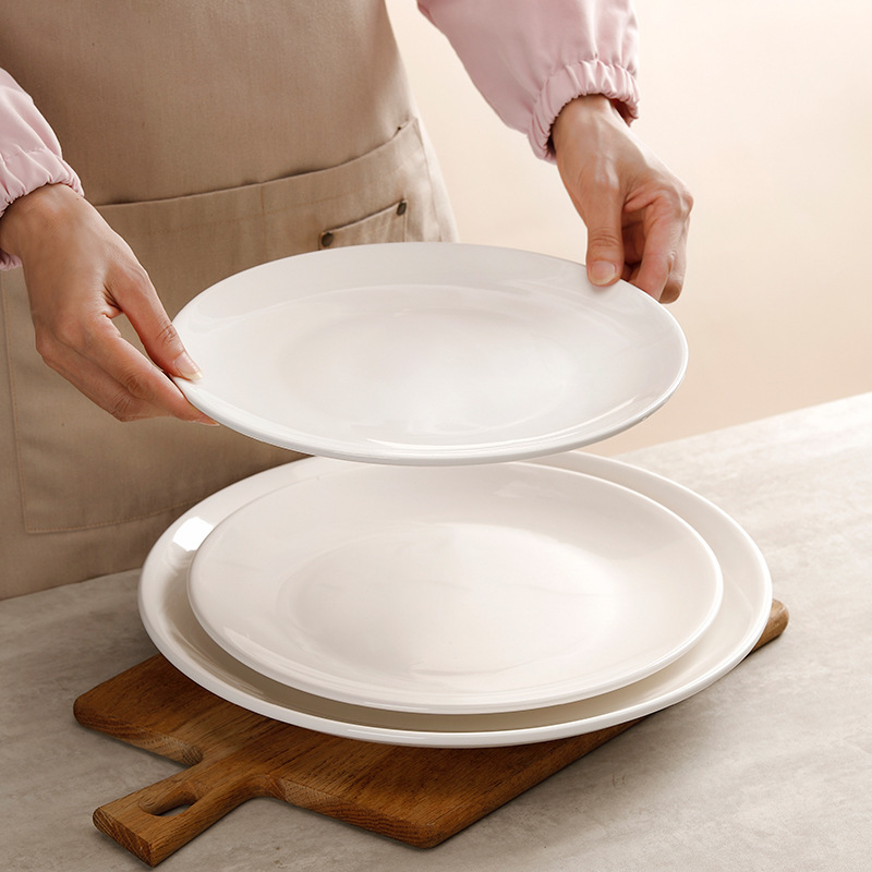 Wholesale Shallow Plate Pure White Ceramic Plate Household Dish Hotel Western Food Steak Plate Dish Western Tableware Flat Plate