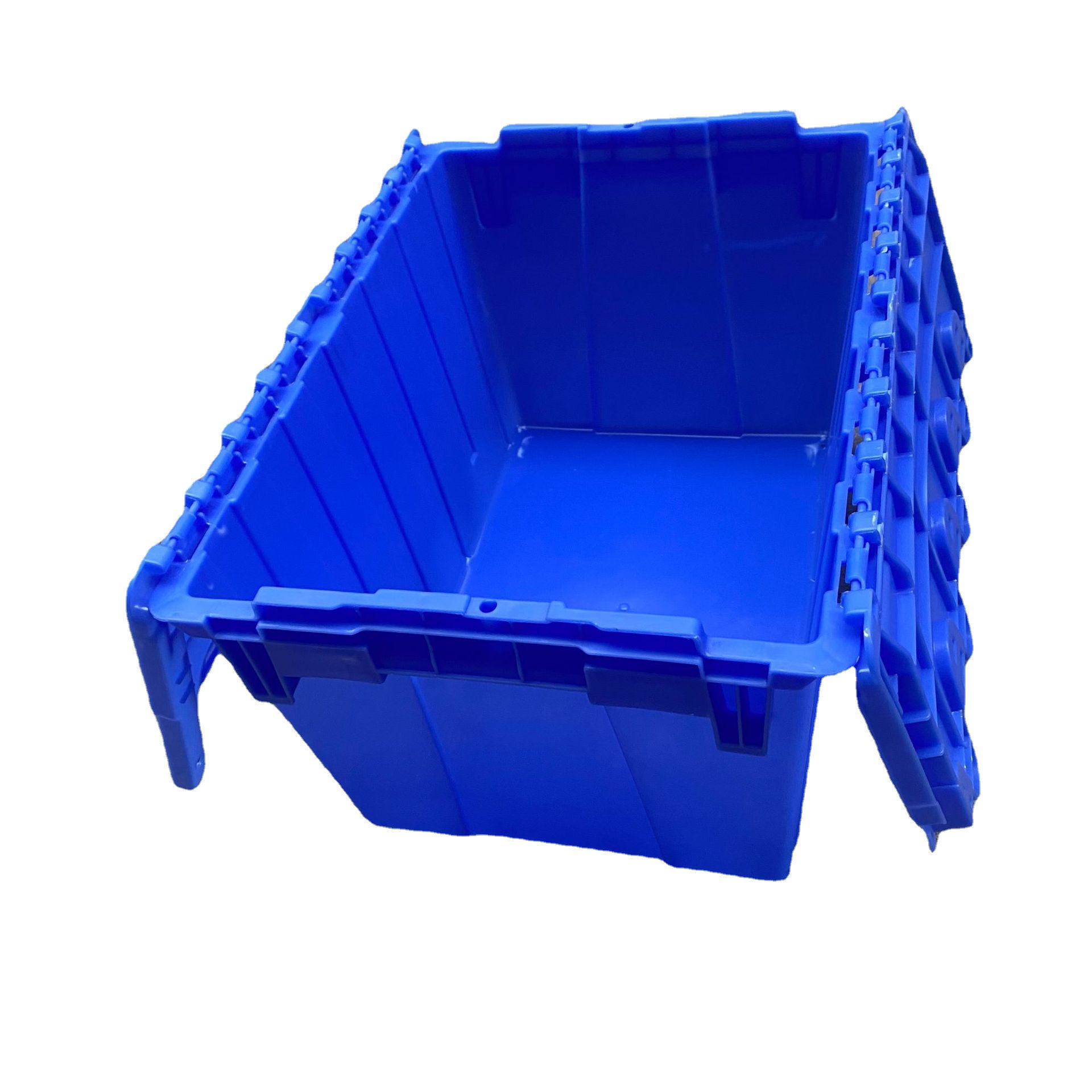 塑料斜插式箱550*400*370mm工业仓储物流箱塑胶运输箱带盖套叠箱