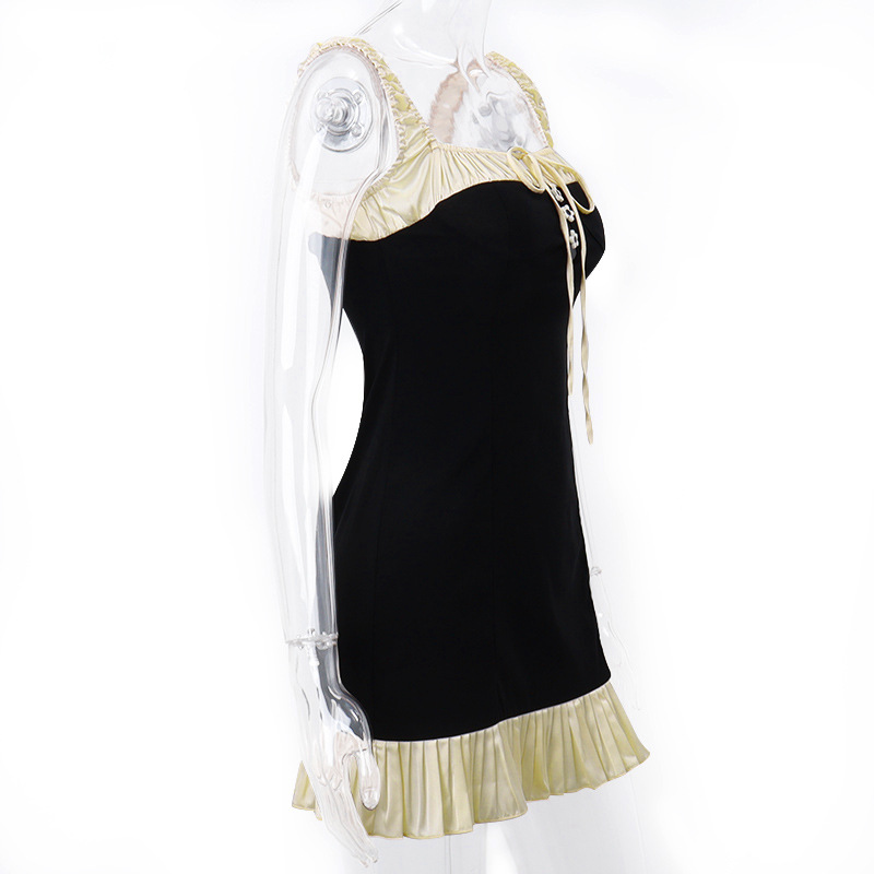 Spring Summer Sexy Sexy Slim Fit Contrast Colors Ruffled Dress