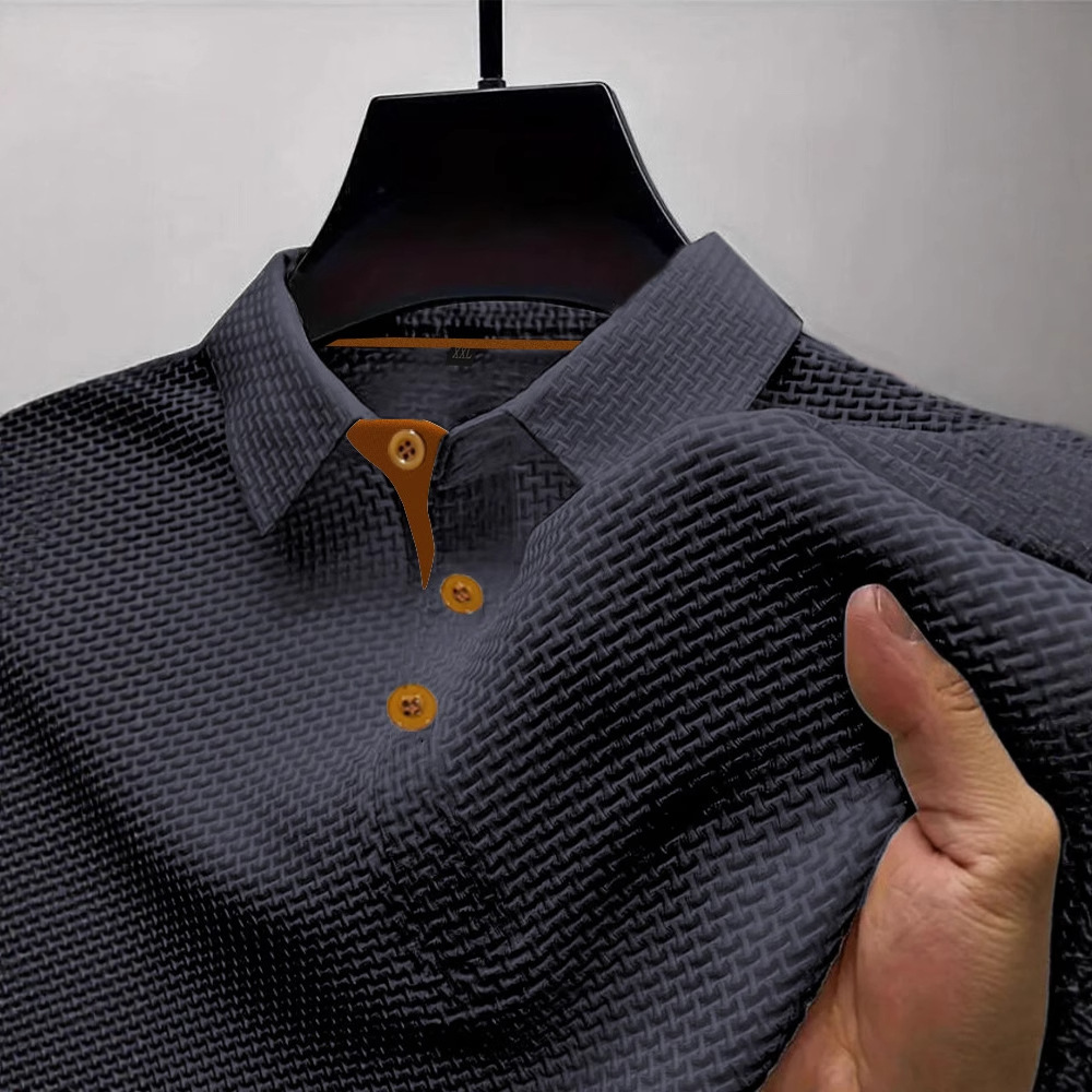 新款夏t恤短袖短袖高端网眼冰丝短袖t恤男衬衫领夏季纯色