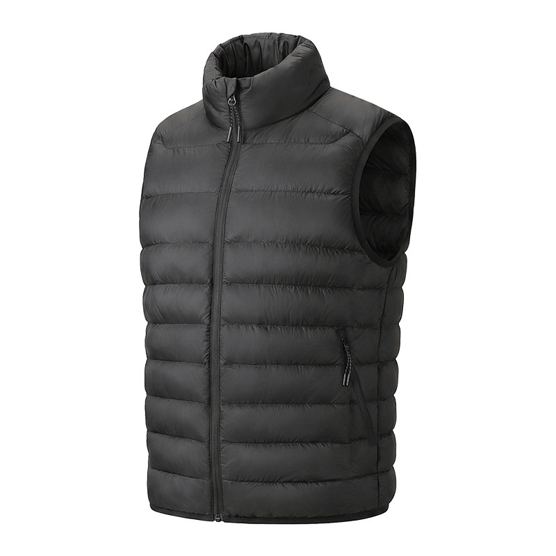 Lightweight down vest, 90% white duck down filling, with graphene fiber lining, featuring contrasting colors inside and out, unisex, stand-up collar, wholesale Lightweight down vest, 90% white duck down filling, with graphene fiber lining, featuring contrasting colors inside and out, unisex, stand-up collar, wholesale