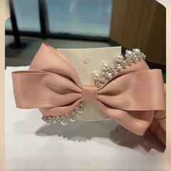 韓國氣質鏈條流蘇珍珠蝴蝶結髮夾超仙少女邊夾彈簧夾發卡網紅髮飾