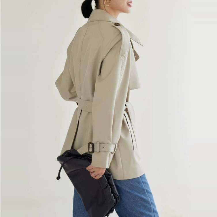 Осеннее trench coat, полуприлегающая демисезонная куртка, короткий пояс на весну, тренд сезона, для подростков, корейский стиль, свободный крой