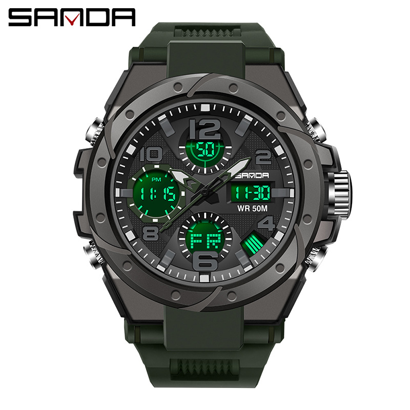 Reloj electrónico de los hombres personalizados de moda deportes al aire libre impermeable reloj luminoso LED multifuncional reloj de estudiante Masculino