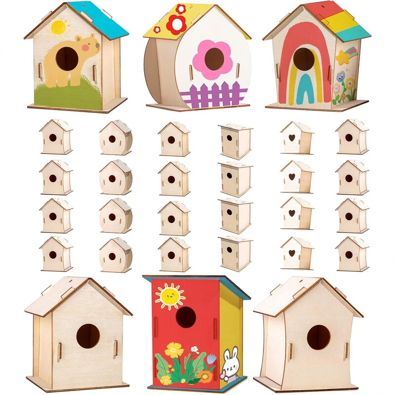 Cross-Border Wooden DIY Graffiti Birdhouse Children's Handmade Bird Nest Creative Painting Small House Toy Set Cross-Border Wooden DIY Graffiti Birdhouse Children's Handmade Bird Nest Creative Painting Small House Toy Set