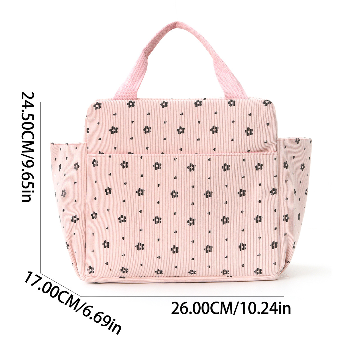 Borsa termica in velluto a coste grande capacità per studenti_voghion.com