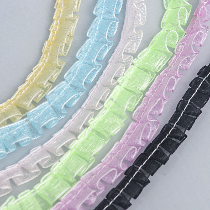 in stock 1cm wide transparent snow yarn with wrinkle lace clothing hat accessories hand decoration should aid wrinkle lace