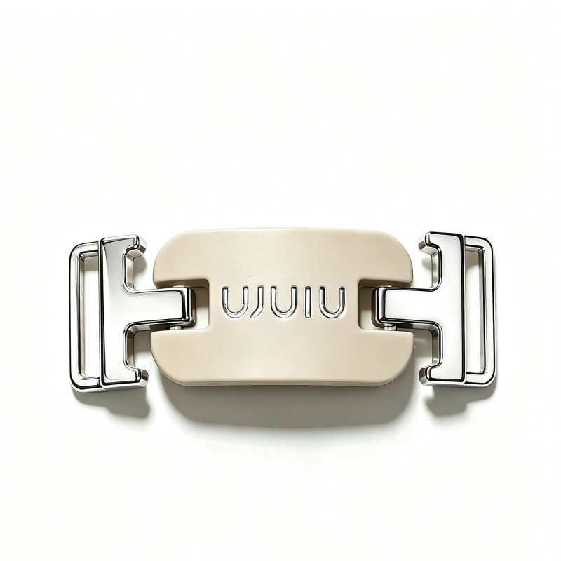 Matte off-white embossed shoe buckle with shiny silver alloy letters, wholesale of women's belts, hat straps, and bag hardware accessories Matte off-white embossed shoe buckle with shiny silver alloy letters, wholesale of women's belts, hat straps, and bag hardware accessories