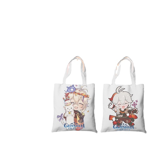 Original God Maple Leaf Woven Canvas Bag with Custom Printing for Anime Cartoons Student Uniform Book Large Capacity Tote Bag