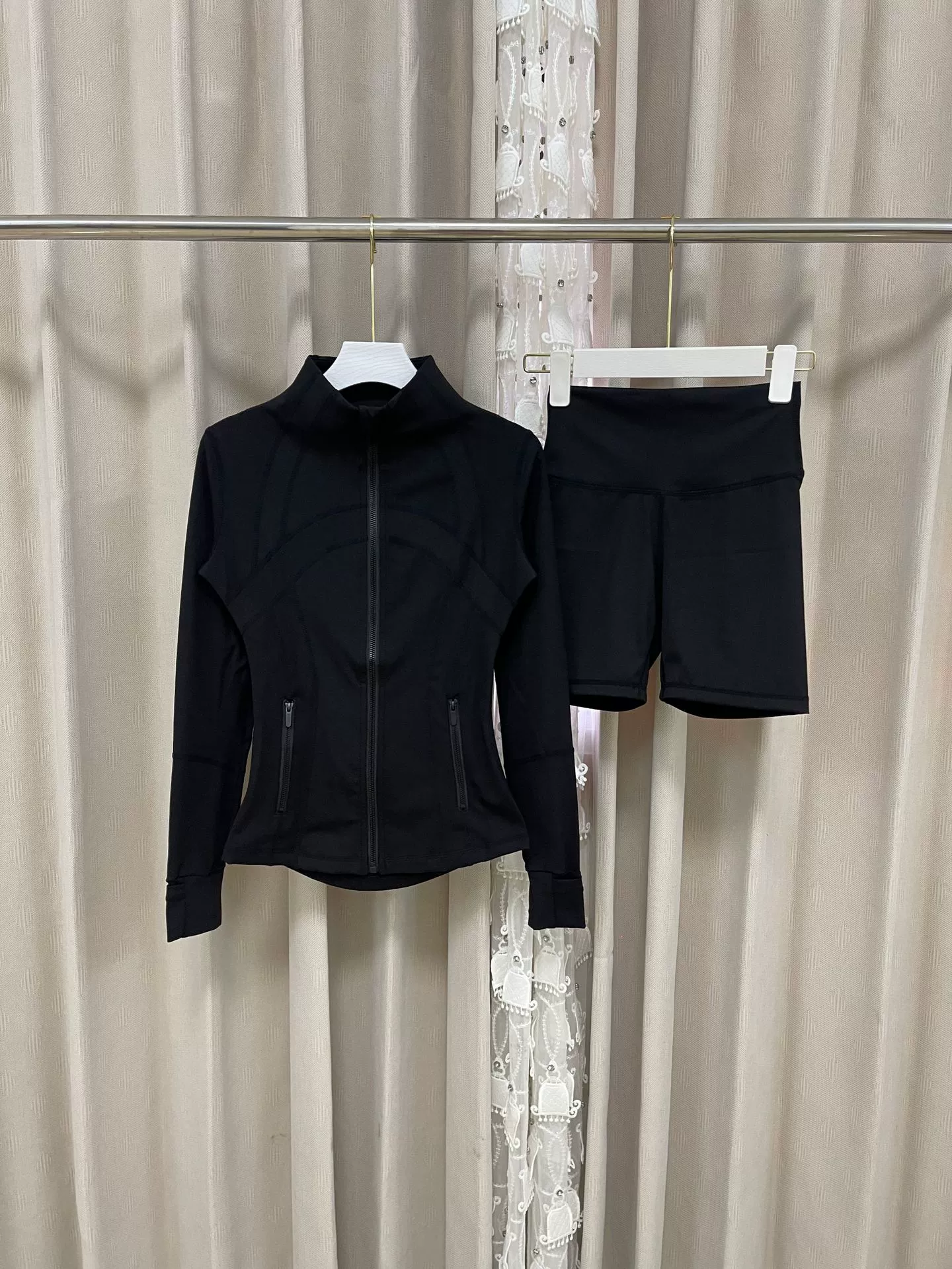 women's yoga jacket and biker shorts set 2