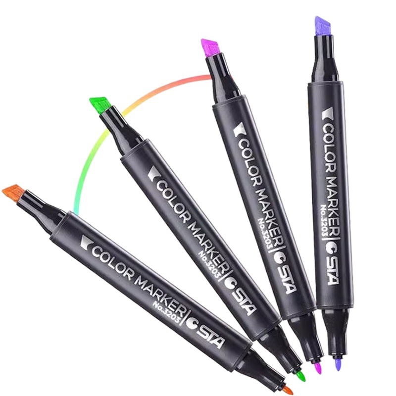 Sta marcador 3203 solo auto-seleccionado de cabeza dura de alcohol aceitoso marcador de doble cabeza venta única