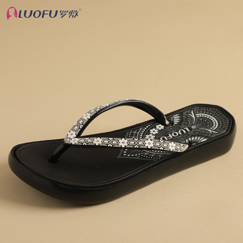 Zapatillas de diapositivos de pendiente de luos, zapatos de muffin para mujeres, nuevos zapatos de playa clásicos de verano