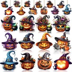 12 個のハロウィン木製装飾品かわいいカボチャの木の装飾ゴシックカボチャの吊り下げ装飾品