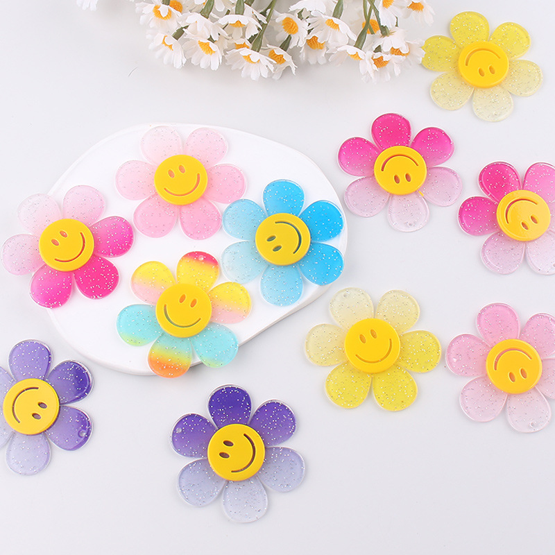 Nuevo acrílico sonriente girasol pequeños accesorios creativos ing nicho flores frescas llavero accesorios accesorios