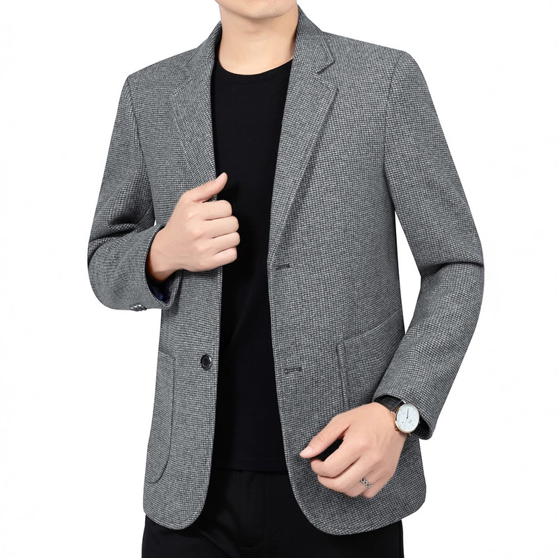 Popular Spring and Autumn Casual Suit Jacket Men's Autumn and Winter New Middle-aged Woolen Suit Slim-fit Spring and Autumn Single Western Top