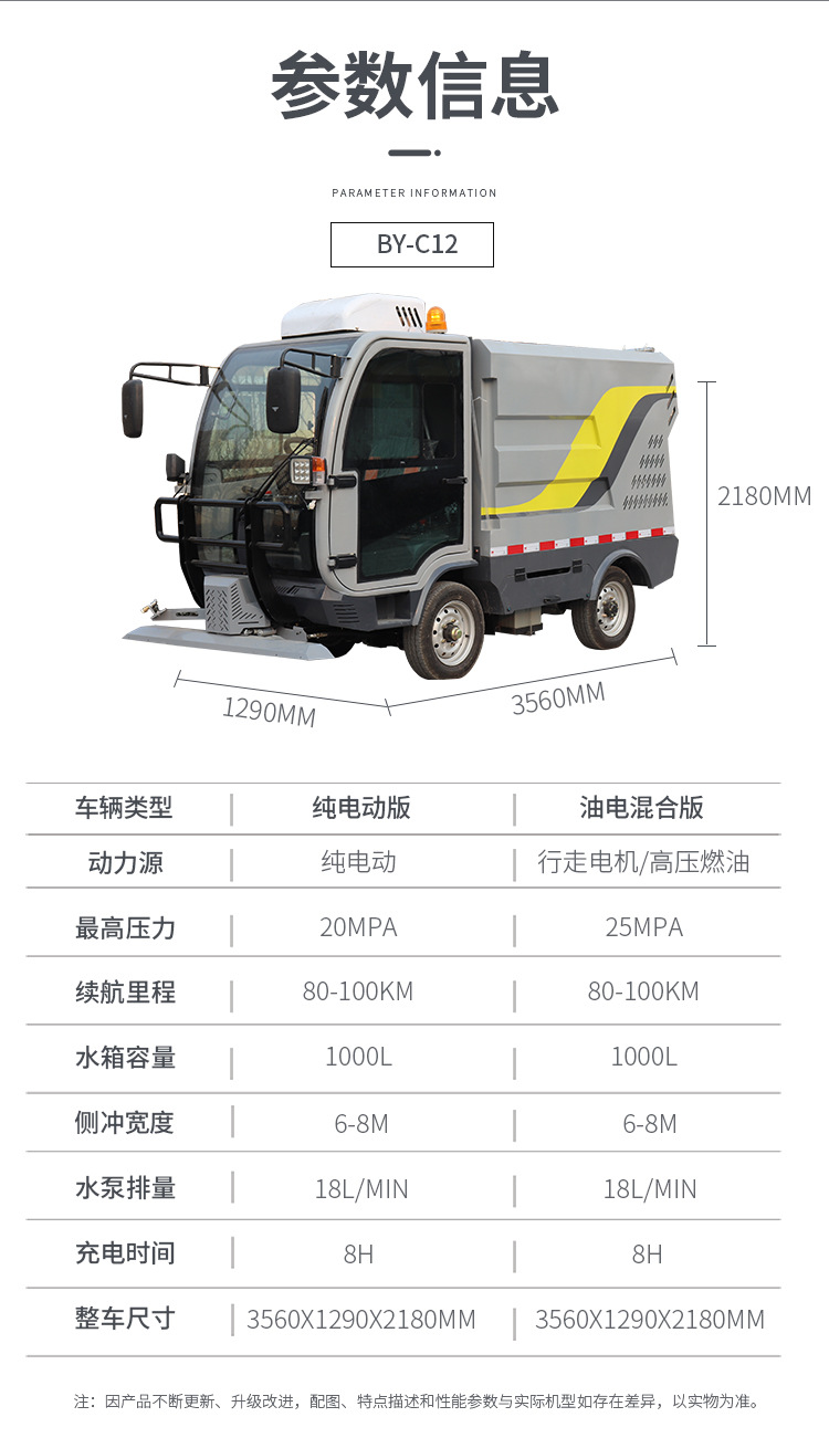 纯电动小型多功能高压清洗车道路养护车市政 电动高压冲洗车