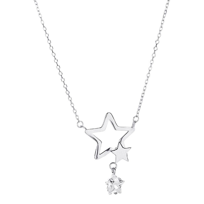 Celebridad en línea Singapur S925 Sterling Silver Star collar de lujo de luz incrustada en diamantes estrella de cinco puntas nicho estrella simple cadena de clavícula femenina