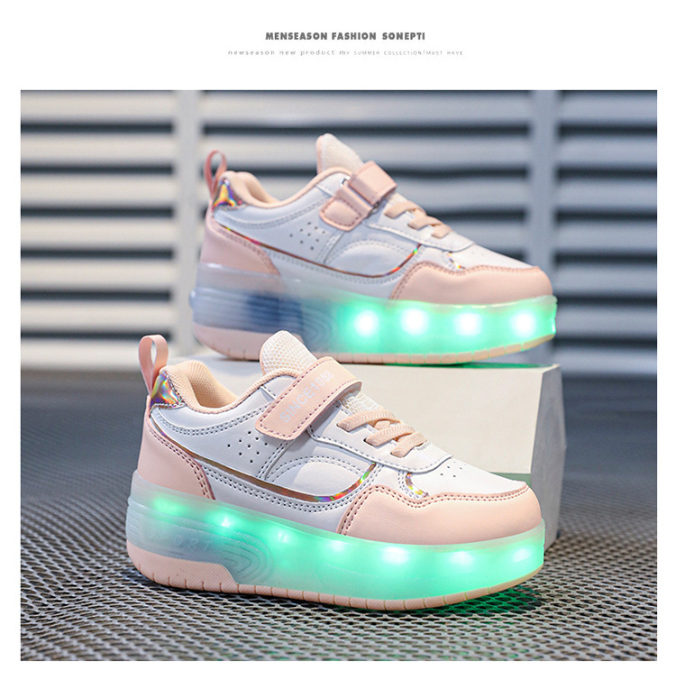 Kinder-Rollschuhe mit zwei Rädern für Jungen und vier Räder, explosive Laufschuhe für Teenager, Rollschuhe für Mädchen_voghion.com