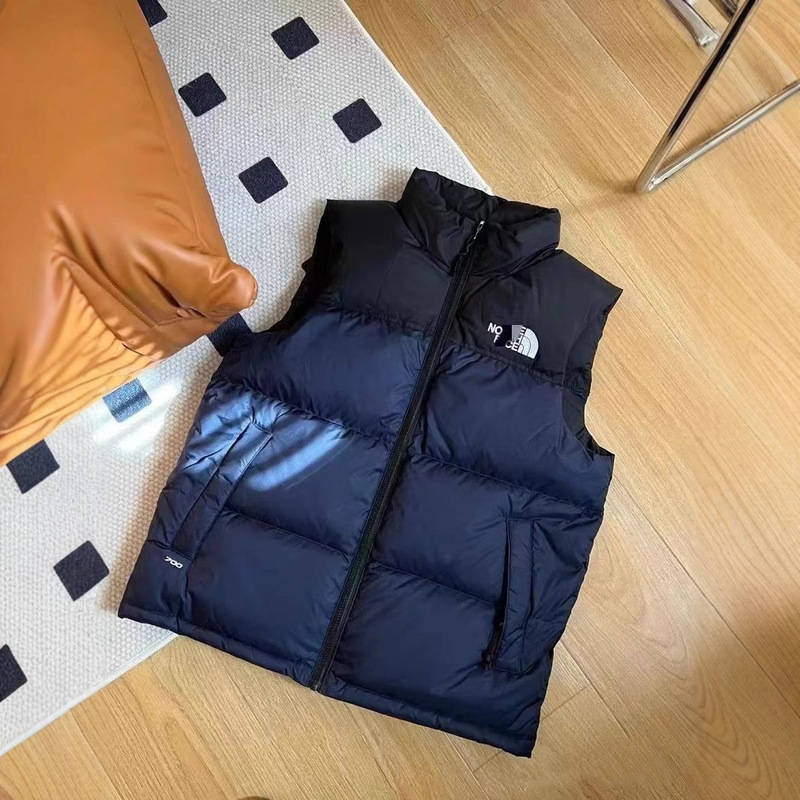 北脸格子羽绒马甲男女同款美版欧码前后刺绣保暖无袖外套冬季热款|undefined