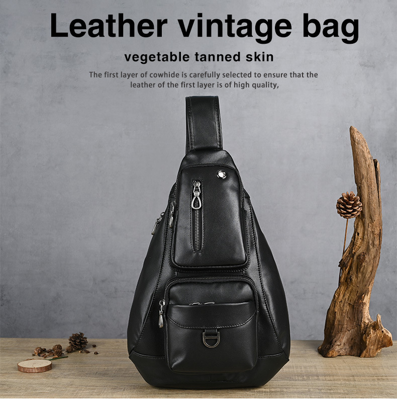 New Hot Ultra Soft Genuine Leather Chest Multifunctional Men's Shoulder Top Layer Cowhide Crossbody Bag, Trendy_voghion.com
