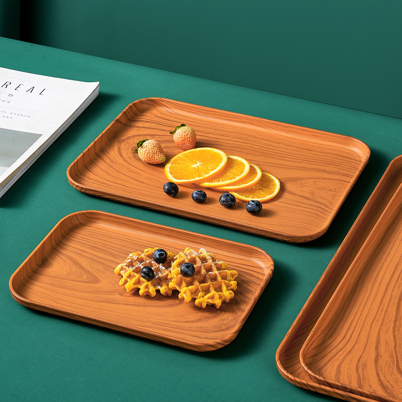 Wheat Plastic Japanese Wood Grain Rectangular Plate Restaurant Home Dining Plate Scandinavian Accessible Luxury Imitation Oak Grain Tray Wheat Plastic Japanese Wood Grain Rectangular Plate Restaurant Home Dining Plate Scandinavian Accessible Luxury Imitation Oak Grain Tray