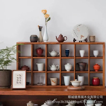 老榆木板材置物架 家用墙壁收纳置物架 茶室茶杯茶壶装饰收纳架