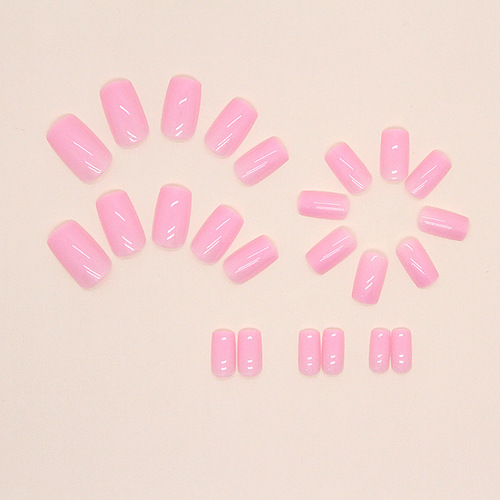 Sweet girly pink gentle European square false nails summer whitening cute gentle manicure pieces wearable nails wholesale