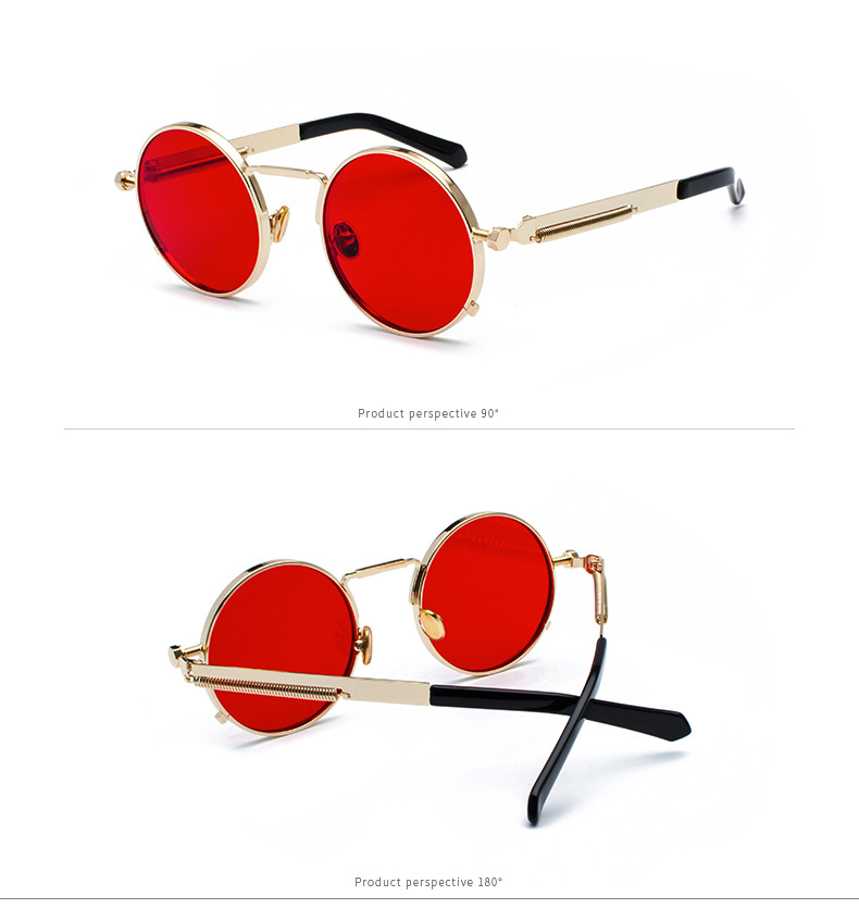 35g Weight Full Frame Glasses Structure Sunglasses Classification Ac, UV400 Protection Lens Material Round Frame Glasses Style Party, Street Occasion Solid Color Pattern All Seasons Season Men's Gender Punk, Streetwear Style Punk Streetwear Solid Color Ac UV400 Protection Round Frame Full Frame Women's Sunglasses 12