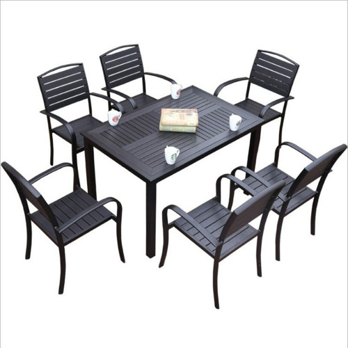 Outdoor WPC Table and Chairs Courtyard Antic Wood Outdoor Leisure Dining Table Garden Open Veranda Café Table and Chair Set