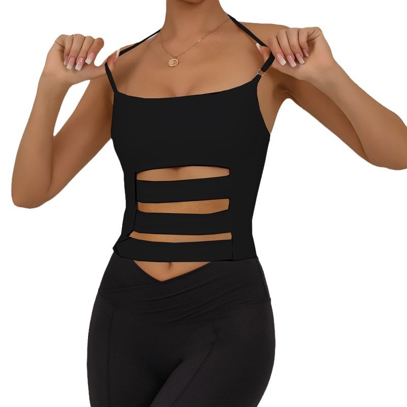 Europa y América deportes transfronterizos chaleco de yoga para mujeres con cojín de pecho correa ajustable entrenamiento de acondicionamiento físico chaqueta de eslingas