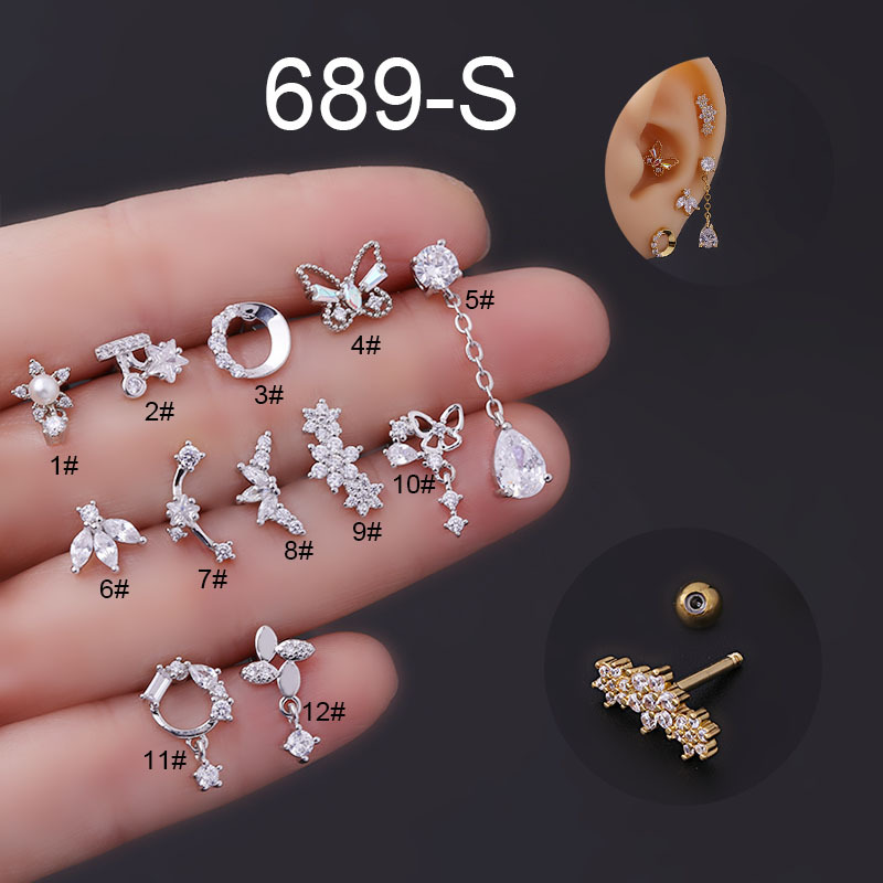 Naušnice sa cirkonima cvet i leptir od nerđajućeg čelika_voghion.com