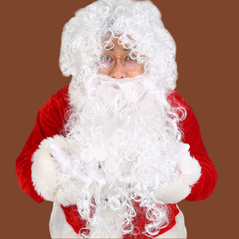 Cross-Border White Christmas Wig Set Santa Claus Beard Makeup Props Cos Stage Dress up Wig