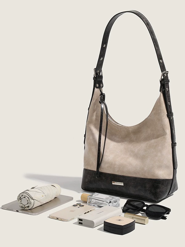 Polyurethane capacious one-shoulder bag, handheld underarm bag, high-end