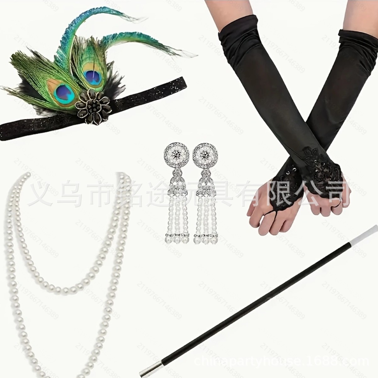 1920s flapper girl party traje de vestuario de cosplay europeo y americano sexy accesorios de lana negra