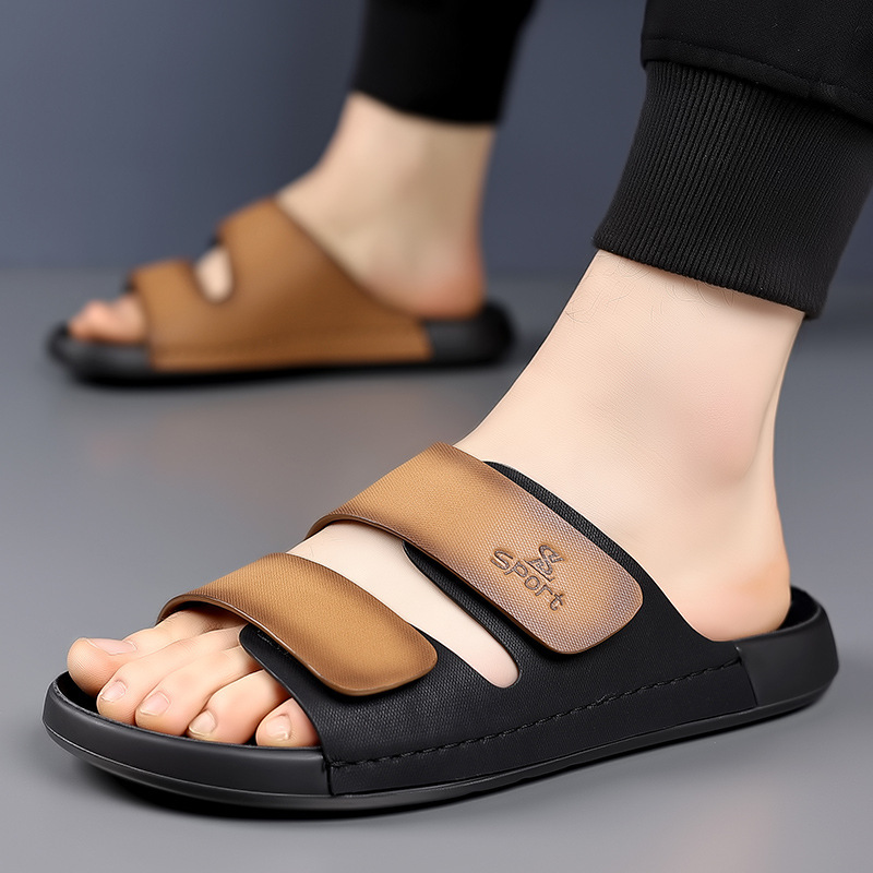 2025 Summer New Style Sandals Outwear Sandals and Slippers Men's Non-Slip Casual Shoes Korean Style Trendy Adjusting Color-block Slippers