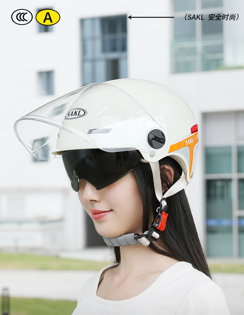 Motorcycle Helmet Female Electric Car Cute Summer Sun Protection 3C Certified Cycling Men's Battery Car Half Helmet Breathable Style