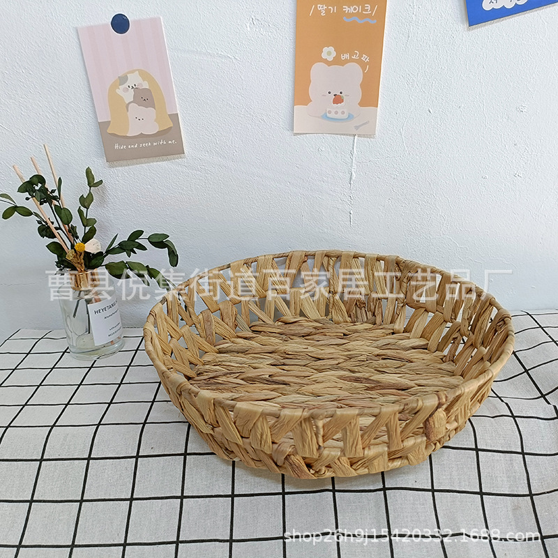 Cesta de almacenamiento de paja de ratán tejido de escritorio mesa de té sundries Hulu hierba juguete clave cesta cosméticos caja de almacenamiento