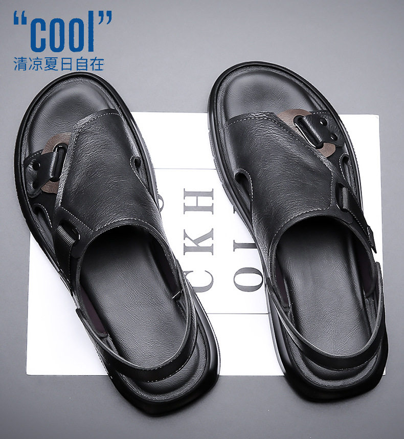 Dép sandal nam cỡ lớn thoáng khí đi biển, dép lê quai ngang hở ngón đi ngoài trời — CS2319 màu xám, CS2319 màu đen chi tiết 4