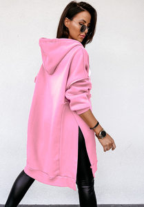 product - wholesale Women Clothing Autumn Winter Hooded Pullover Women Stitching Long Sleeved Top - 3
