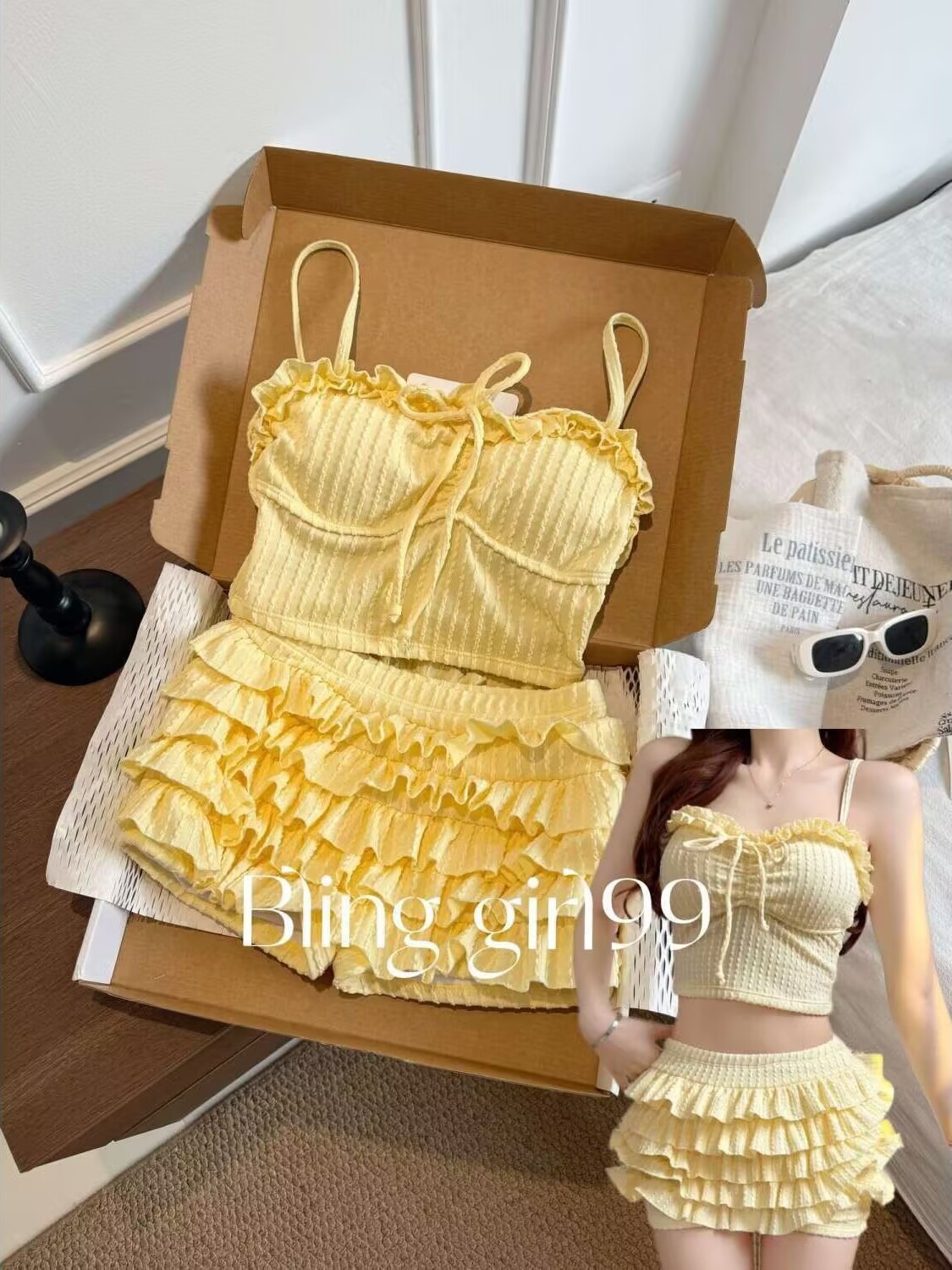 Taku | Korean-Style Cute Instagram-Style Conservative Two-Piece Swimsuit for Girls, Skirt-Style, Flattering for Small Busts, Suitable for Hot Springs and Vacations.